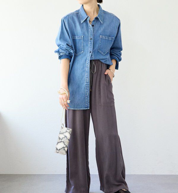  「【セットアップ可能】ガーメントダイワイドパンツ」|チノ|