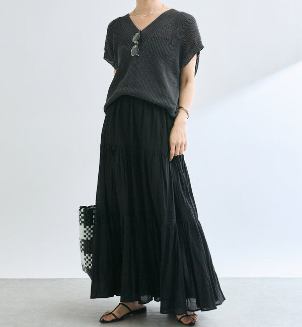  「【ウォッシャブル】ギマコットンニットベスト」|ニット・セーター|