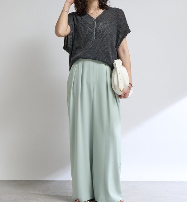  「【ウォッシャブル】ギマコットンニットベスト」|ニット・セーター|