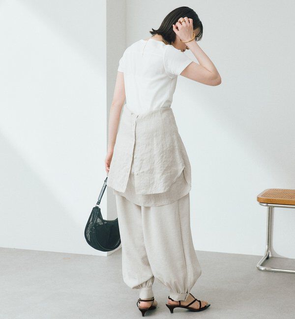  「【鮮度抜群/防シワ性/紫外線防止/今期注目シルエット】リネンライクアラジンパンツ」|チノ|