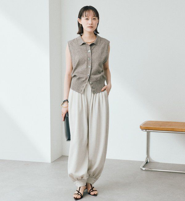  「【鮮度抜群/防シワ性/紫外線防止/今期注目シルエット】リネンライクアラジンパンツ」|チノ|