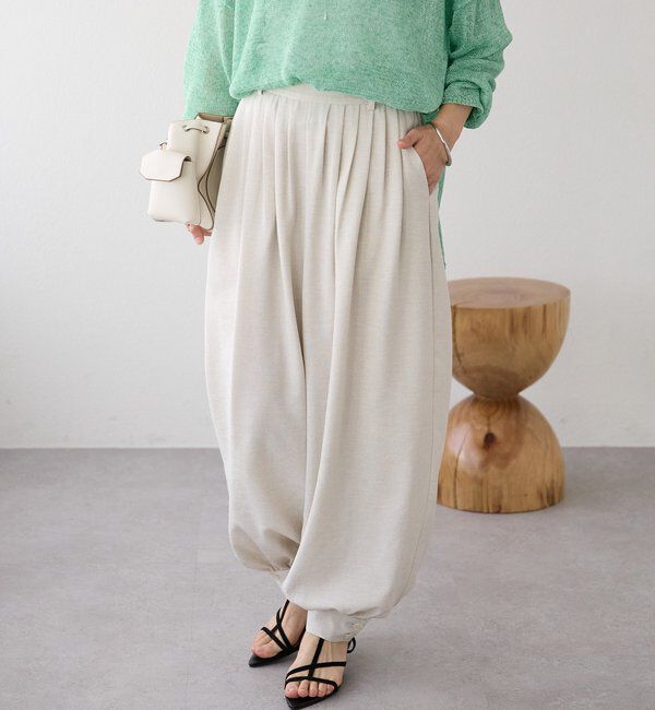  「【鮮度抜群/防シワ性/紫外線防止/今期注目シルエット】リネンライクアラジンパンツ」|チノ|