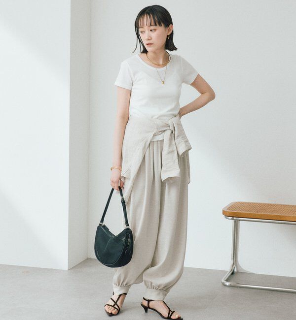  「【鮮度抜群/防シワ性/紫外線防止/今期注目シルエット】リネンライクアラジンパンツ」|チノ|