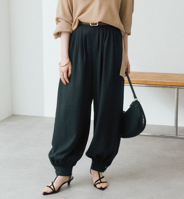  「【鮮度抜群/防シワ性/紫外線防止/今期注目シルエット】リネンライクアラジンパンツ」|チノ|