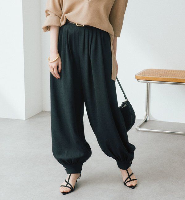  「【鮮度抜群/防シワ性/紫外線防止/今期注目シルエット】リネンライクアラジンパンツ」|チノ|