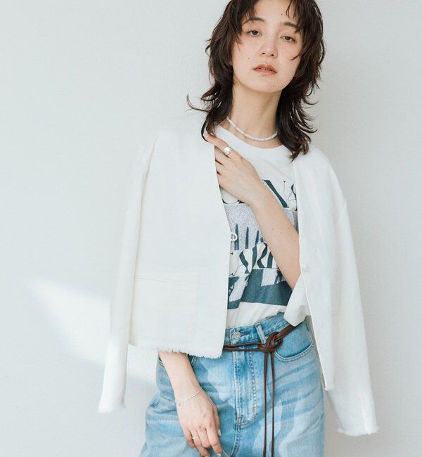  「予約【軽量/通気性抜群】ペーパーリネンノーカラージャケット」|テーラードジャケット|