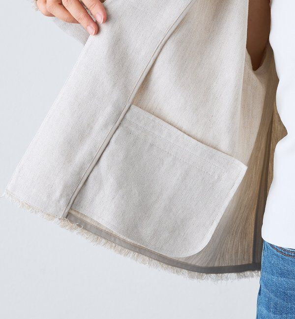  「予約【軽量/通気性抜群】ペーパーリネンノーカラージャケット」|テーラードジャケット|