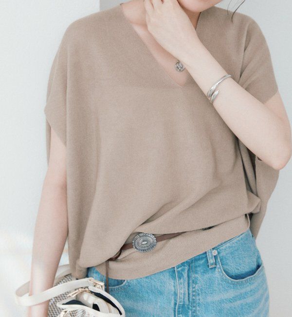  「【美シルエット】ライトギマフレンチコクーンニット」|ニット・セーター|ベージュ