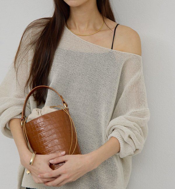  「ペーパーヤーンメッシュニット」|ニット・セーター|ライトベージュ