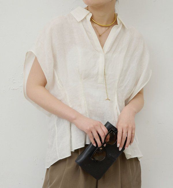  「【WEB限定】ハーフスリーブウエストシェイプシャツ」|シャツ・ブラウス|ホワイト