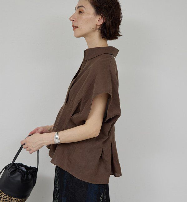  「【WEB限定】ハーフスリーブウエストシェイプシャツ」|シャツ・ブラウス|