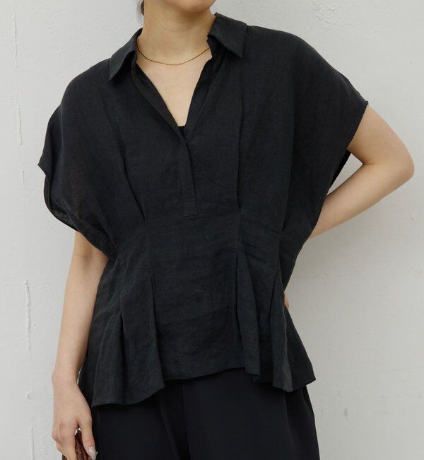  「【WEB限定】ハーフスリーブウエストシェイプシャツ」|シャツ・ブラウス|ブラック