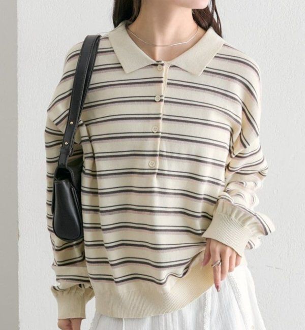  「マルチボーダーポロニット」|ニット・セーター|
