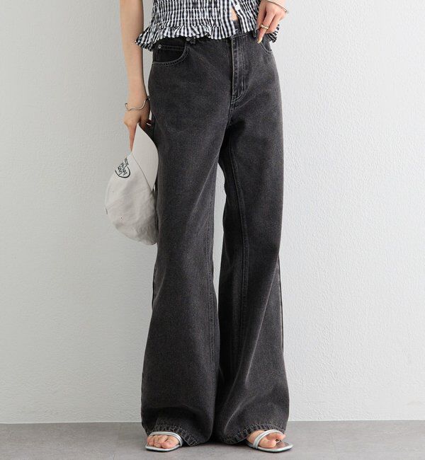  「ポケットステッチフレアデニム」|デニム|ブラック
