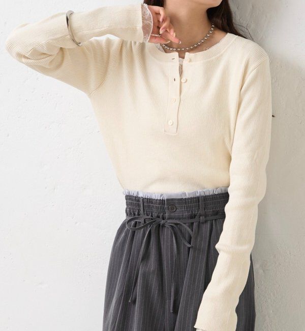  「26SSヘンリーリブニット」|ニット・セーター|アイボリー