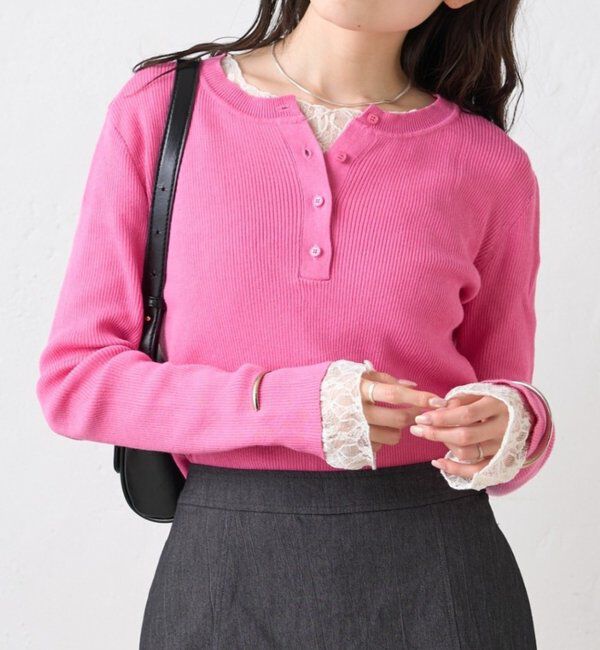  「26SSヘンリーリブニット」|ニット・セーター|ピンク