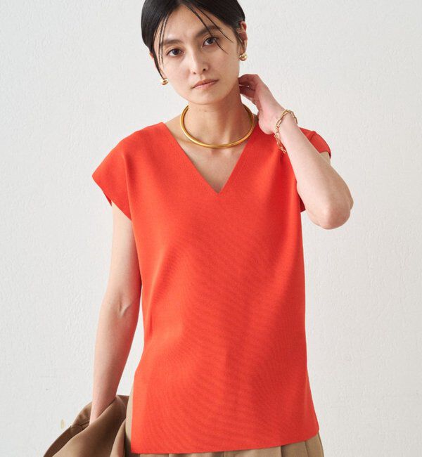  「2WAYツヤニット」|ニット・セーター|オレンジ