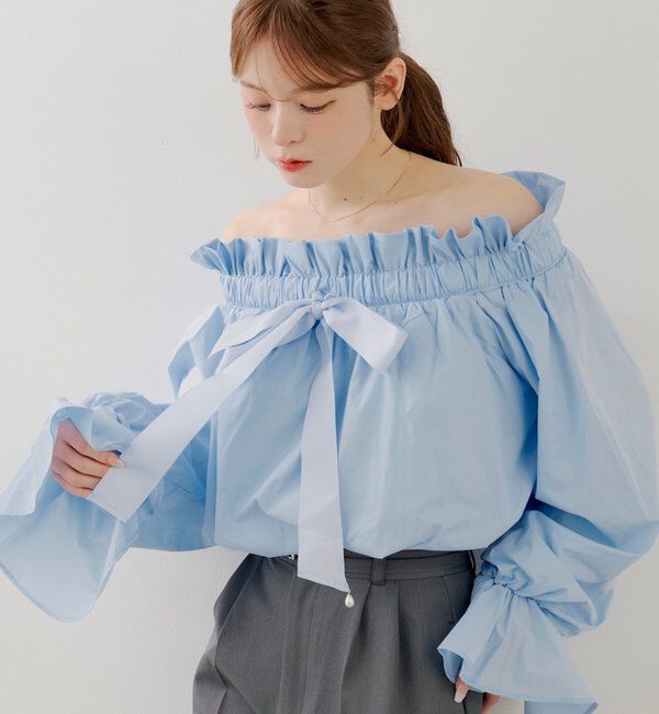  「【SALON by Chico】2wayスタンドフリルブラウス」|シャツ・ブラウス|