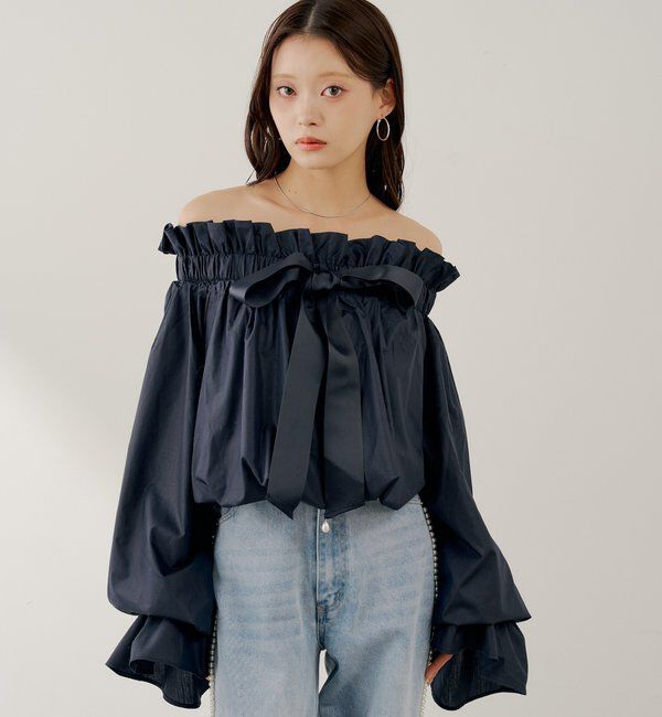  「【SALON by Chico】2wayスタンドフリルブラウス」|シャツ・ブラウス|