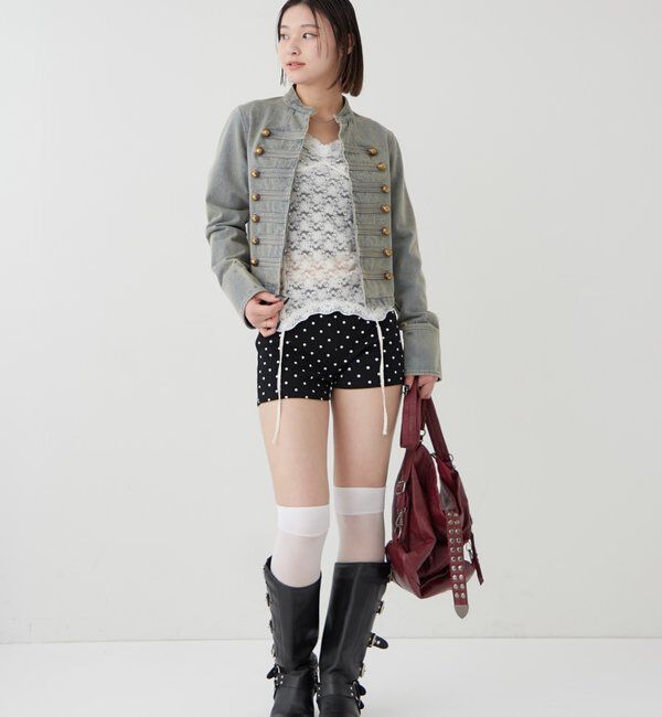  「【SLOPPY/スロッピー】リブショートパンツ」|チノ|