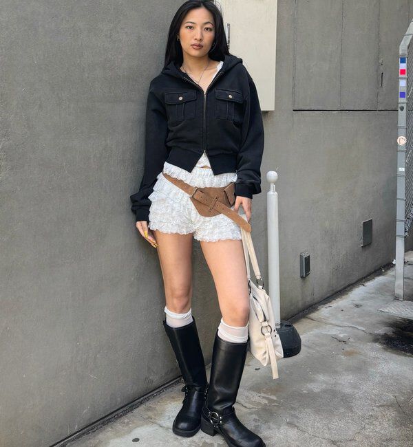  「フラップショートジップフーディ」|パーカー|