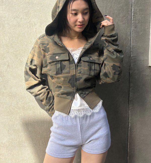  「フラップショートジップフーディ」|パーカー|