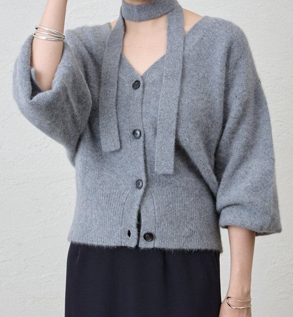  「ファーウールタイ付きカーディガン」|カーディガン|