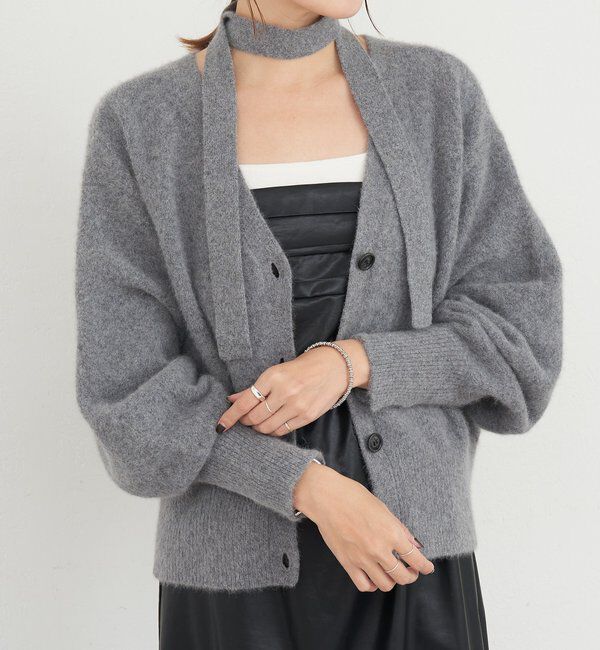  「ファーウールタイ付きカーディガン」|カーディガン|