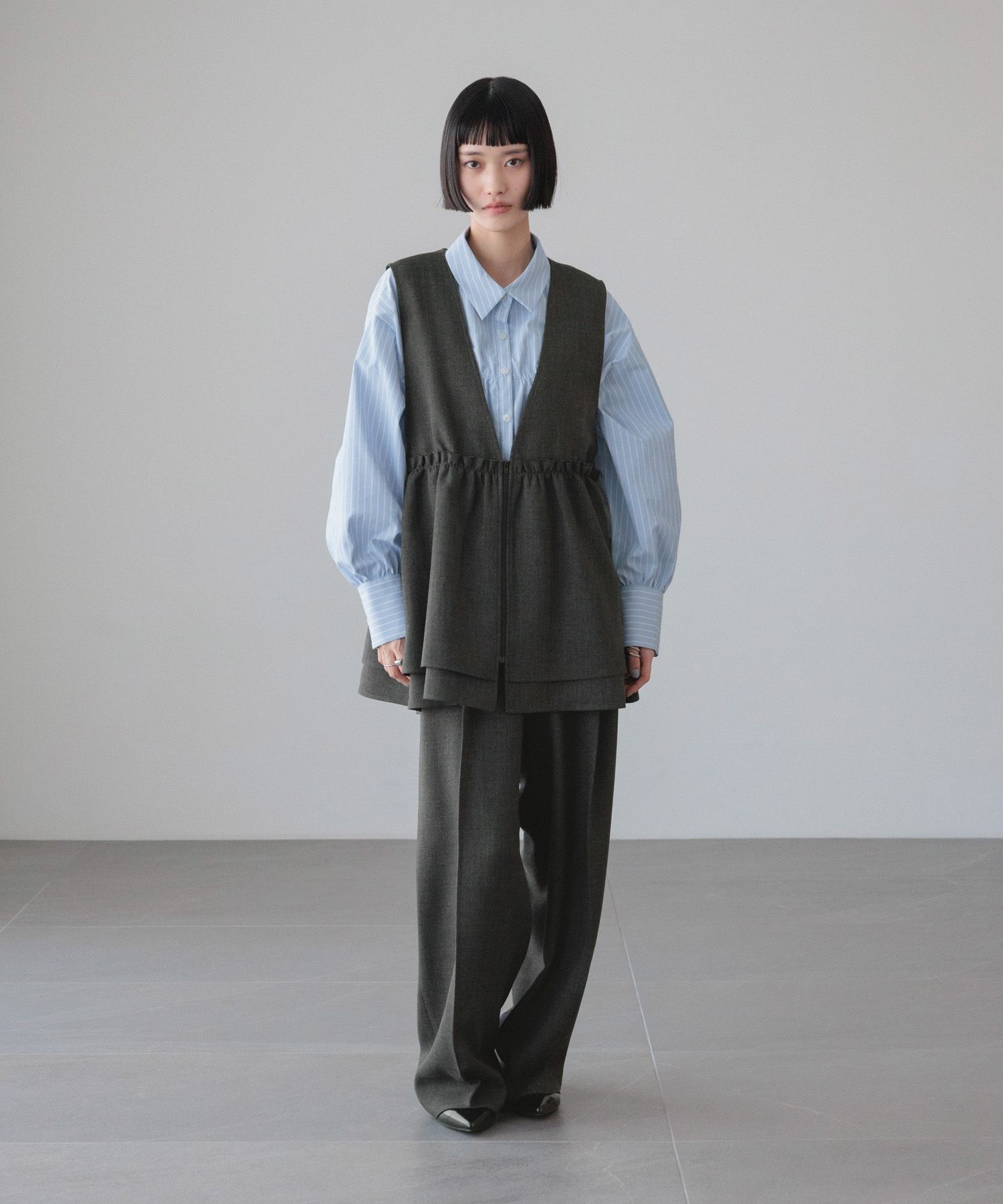 LOWRYS FARM「メランジツイルワイドパンツ」|チノ|