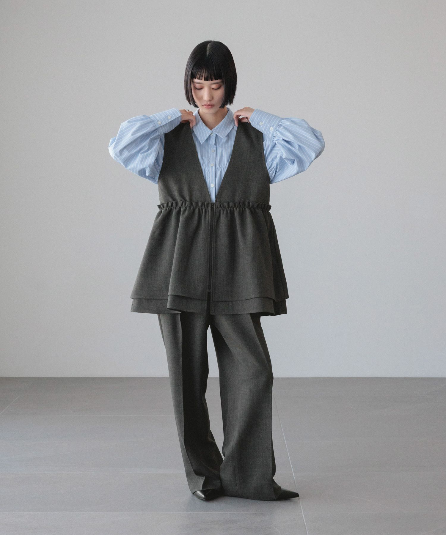 LOWRYS FARM「メランジツイルワイドパンツ」|チノ|