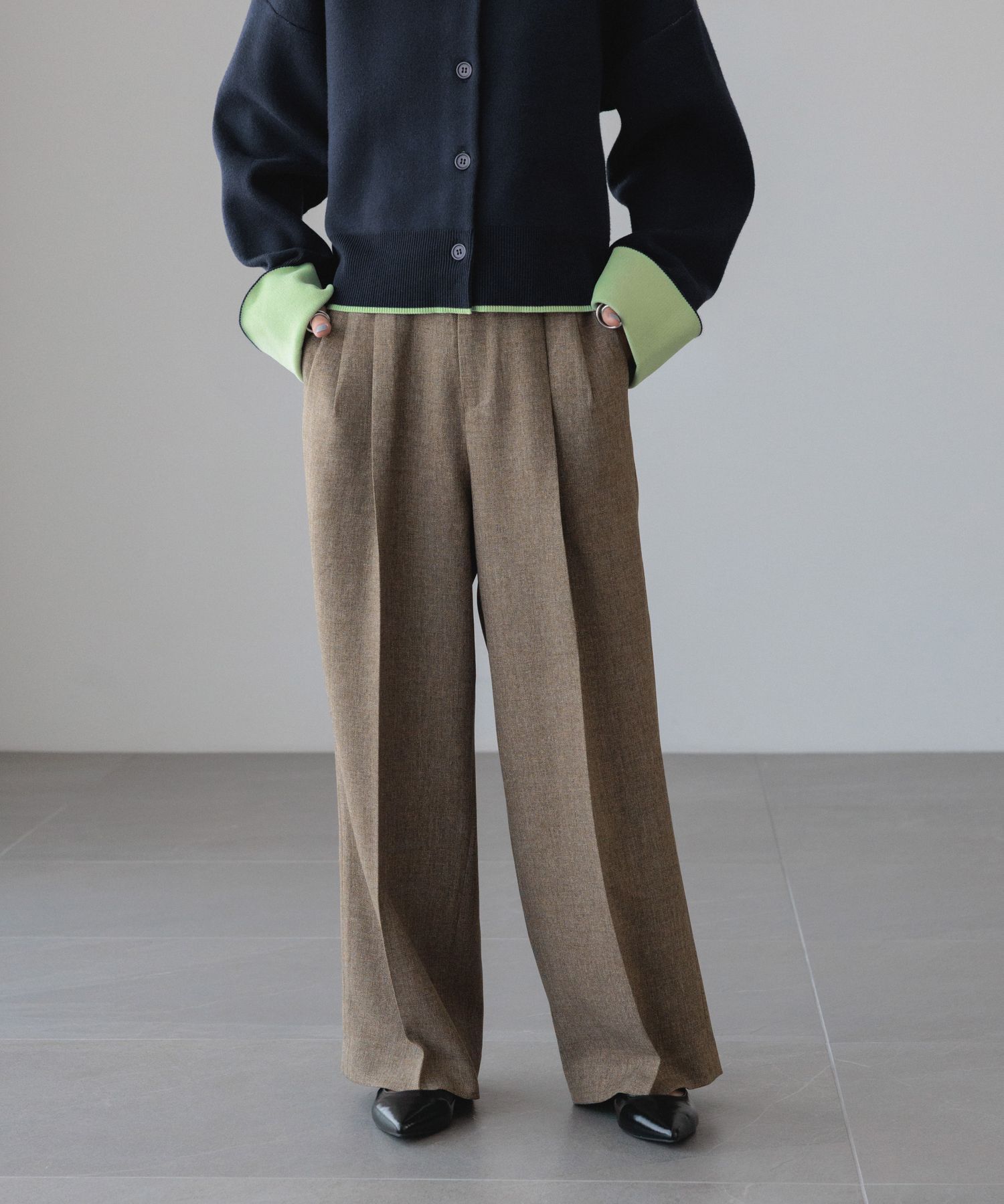 LOWRYS FARM「メランジツイルワイドパンツ」|チノ|BRN2