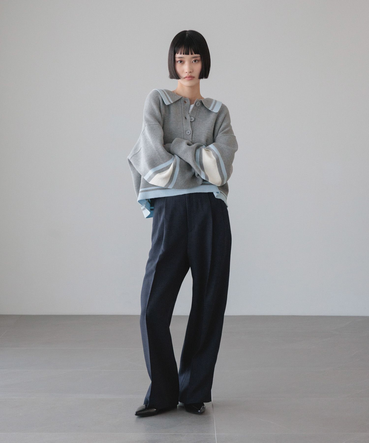 LOWRYS FARM「メランジツイルワイドパンツ」|チノ|