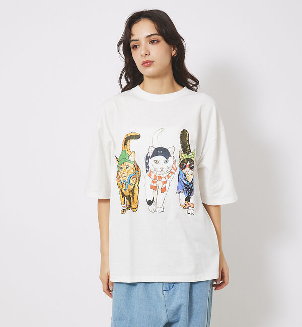ABAHOUSE「【CORISCO/コリスコ】 Animal猫 Tシャツ/アニマルTシャツ【予約】」|Tシャツ・カットソー|ホワイト系その他1