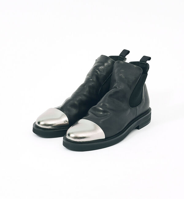 alfredoBANNISTER「【ソフトレザー】ドレープ ミラートゥ サイドゴア ブーツ」|ショートブーツ|