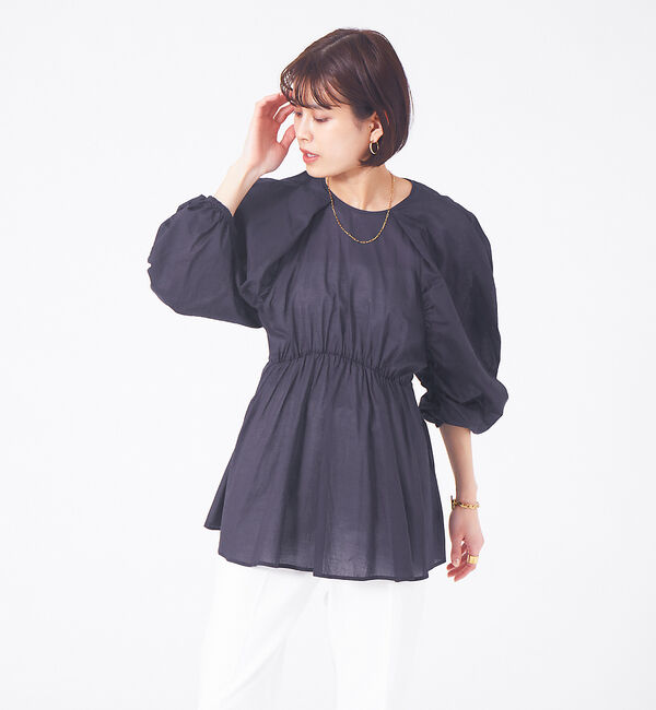 Rouge vif「コーマローンワッシャーブラウス」|シャツ・ブラウス|ネイビー