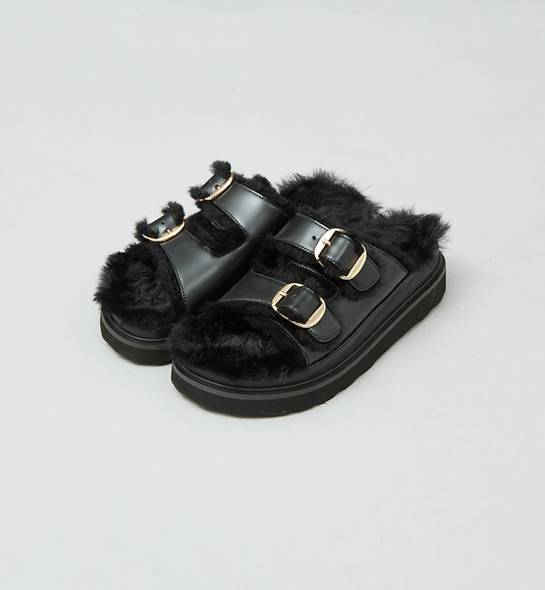 Rouge vif「【MOHI／モヒ】 ムートンベルトサンダル」|サンダル|