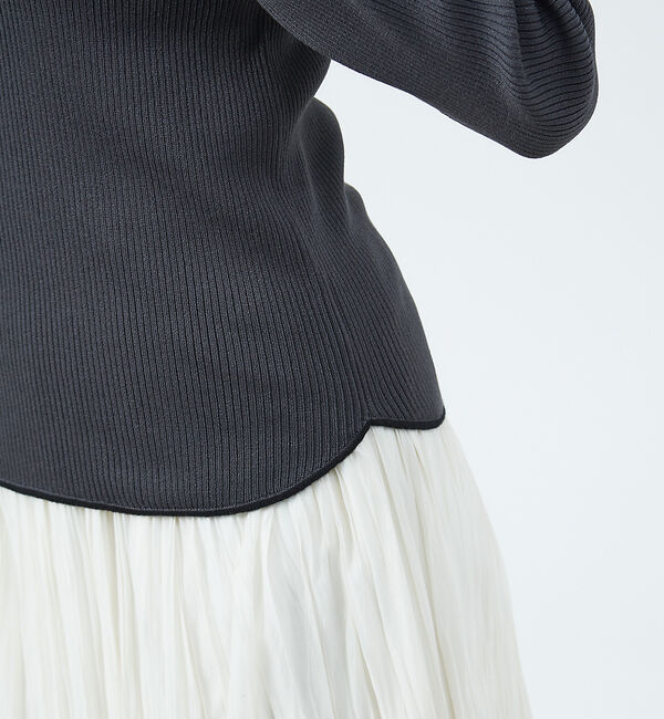 qualite「バイカラースリーブニット」|ニット・セーター|