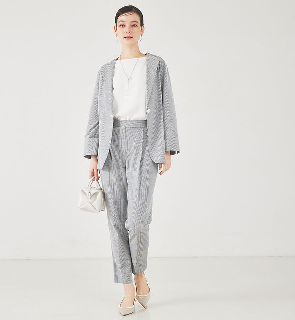 qualite「サッカーストライプタックテーパードパンツ」|その他|