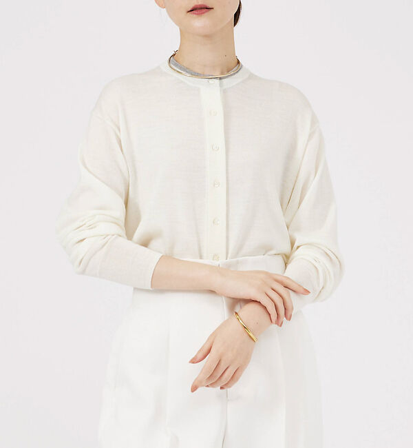 qualite「ウールハイゲージニットカーディガン」|カーディガン|オフホワイト