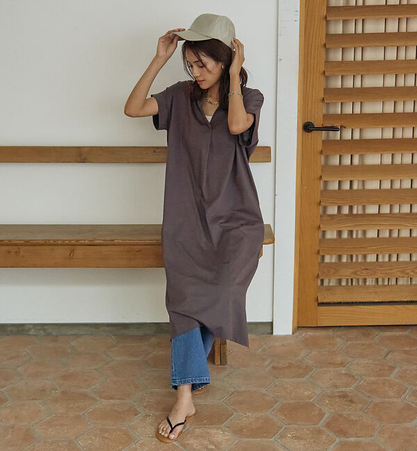 abahouse mavie「【大人のいちまんワンピ】シルケット天竺スキッパーワンピース」|ワンピース|