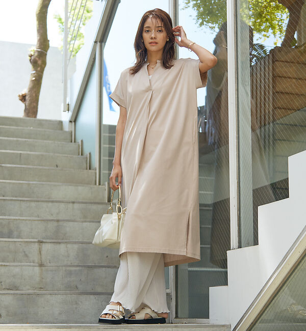 abahouse mavie「【大人のいちまんワンピ】シルケット天竺スキッパーワンピース」|ワンピース|