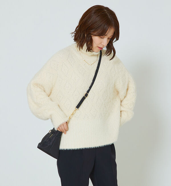 abahouse mavie「シャギーミックスダイヤ柄タートル」|ニット・セーター|