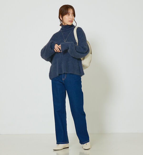 abahouse mavie「シャギーミックスダイヤ柄タートル」|ニット・セーター|