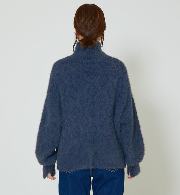 abahouse mavie「シャギーミックスダイヤ柄タートル」|ニット・セーター|