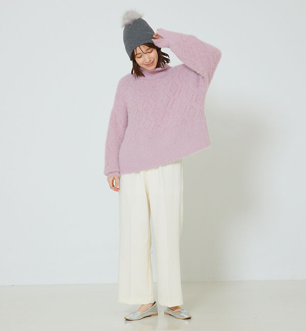 abahouse mavie「シャギーミックスダイヤ柄タートル」|ニット・セーター|