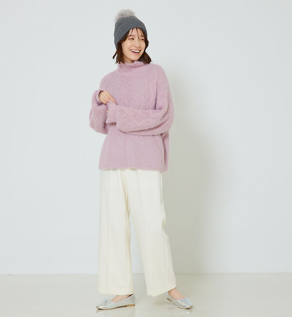 abahouse mavie「シャギーミックスダイヤ柄タートル」|ニット・セーター|