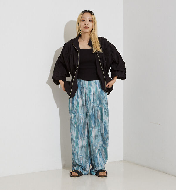 NOMINE「水彩アート ニュアンス柄 タックパンツ【予約】」|その他|