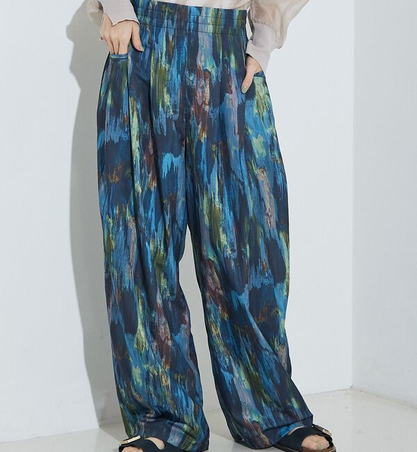 NOMINE「水彩アート ニュアンス柄 タックパンツ【予約】」|その他|