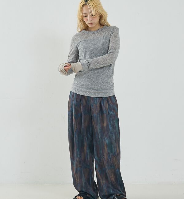 NOMINE「水彩アート ニュアンス柄 タックパンツ【予約】」|その他|