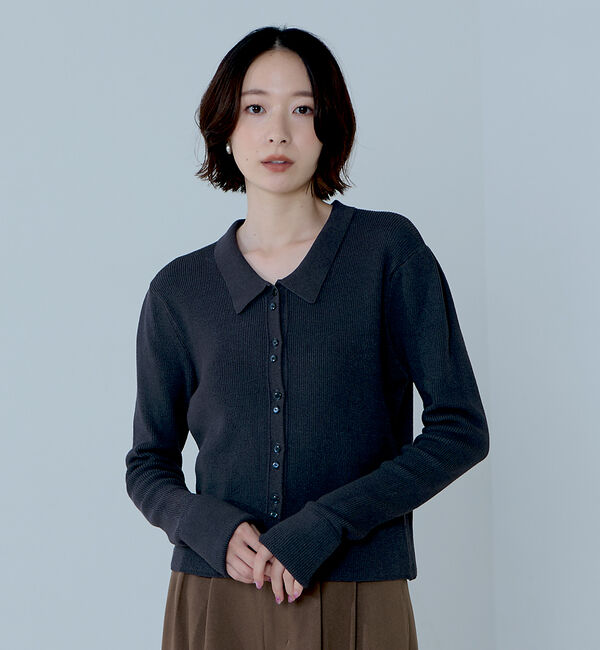 NOMINE「ショルダータック ポロニット カーディガン」|ニット・セーター|